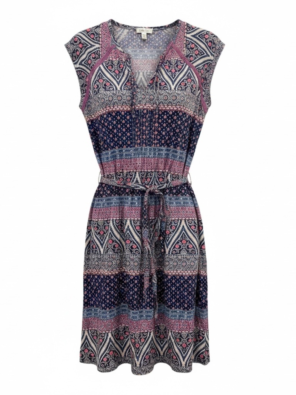 Matilda Jane Navy & Pink Patterned Tie-Waist Midi Dress